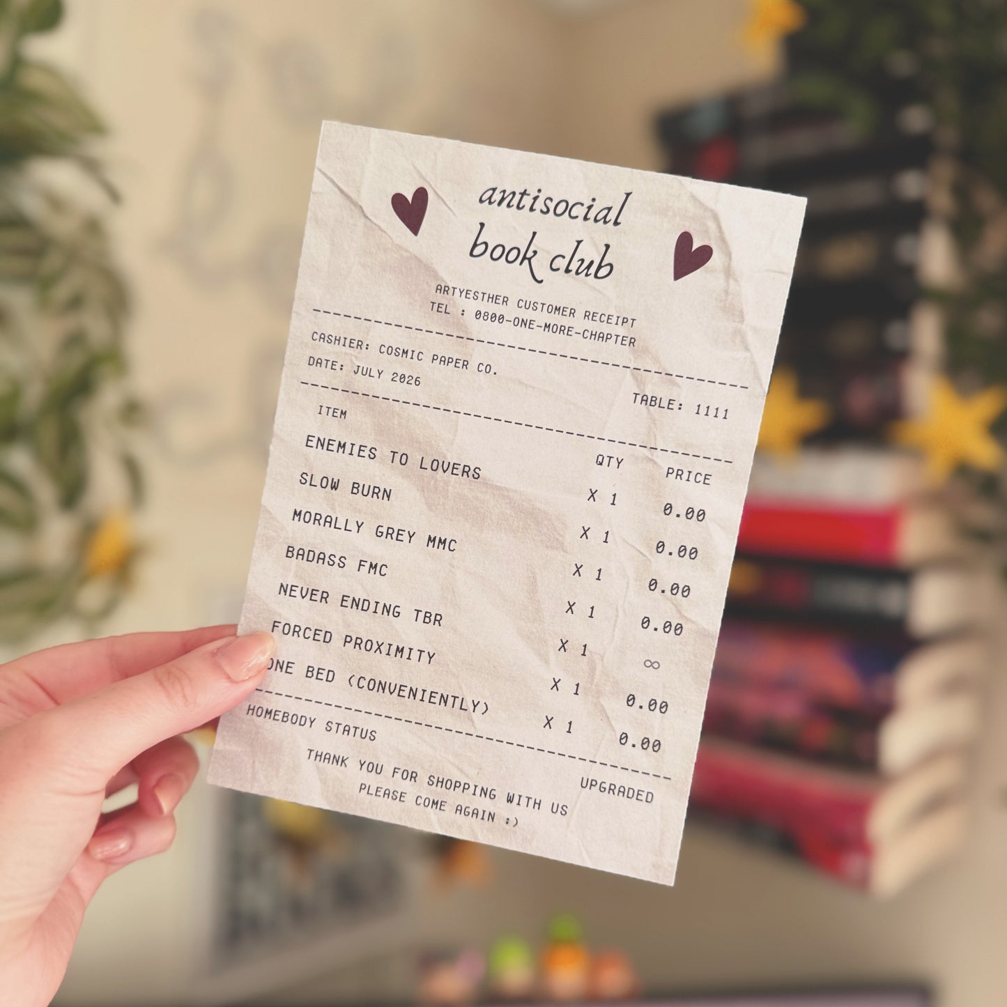 Reader receipt print / Kindle insert