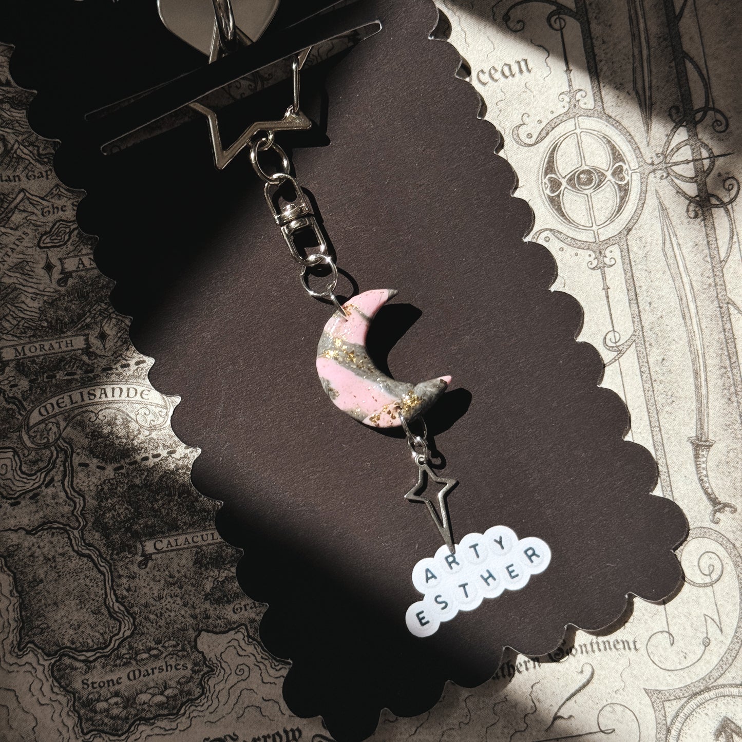 Crescent moon Kindle Charm - Rose gold leaf