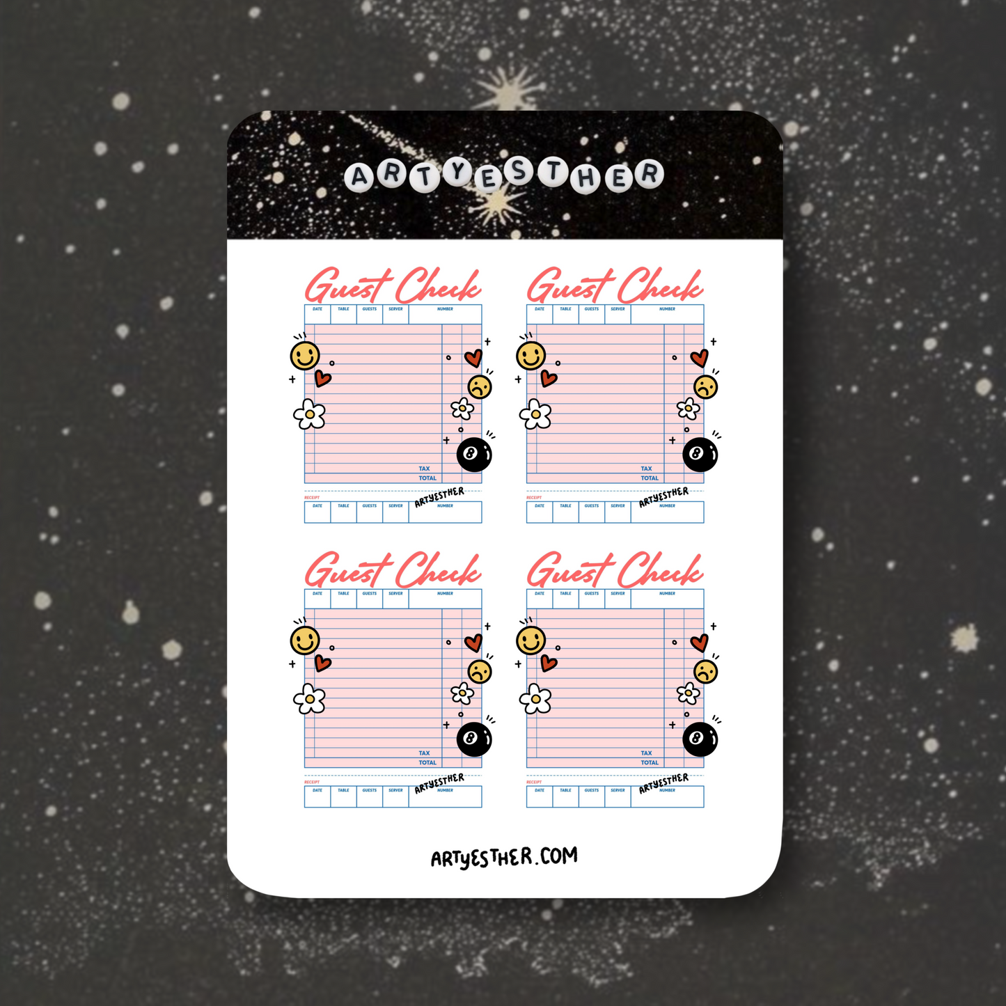 Guest check big sticker sheet
