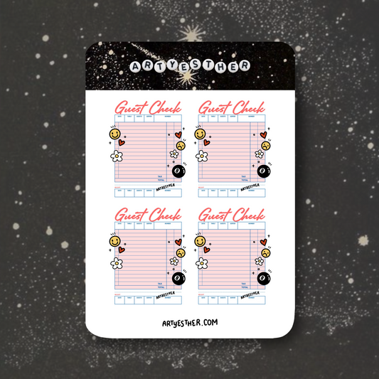 Guest check big sticker sheet
