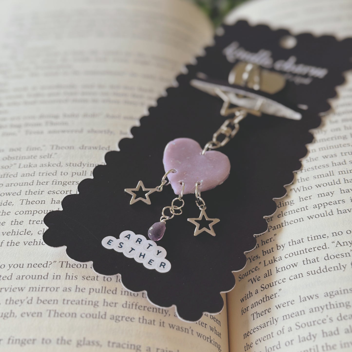 Lilac Opal heart Kindle Charm