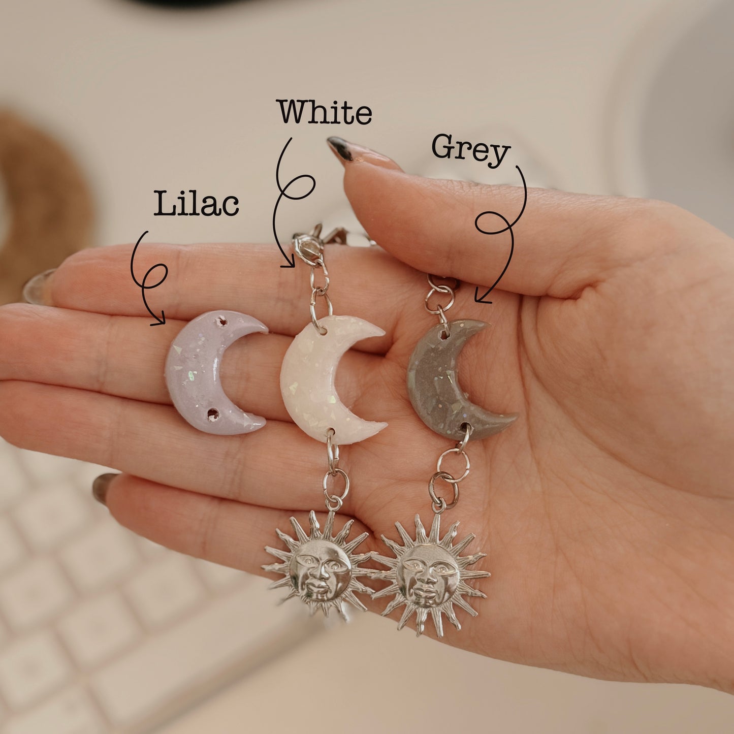Crescent Moon Opal Kindle Charms