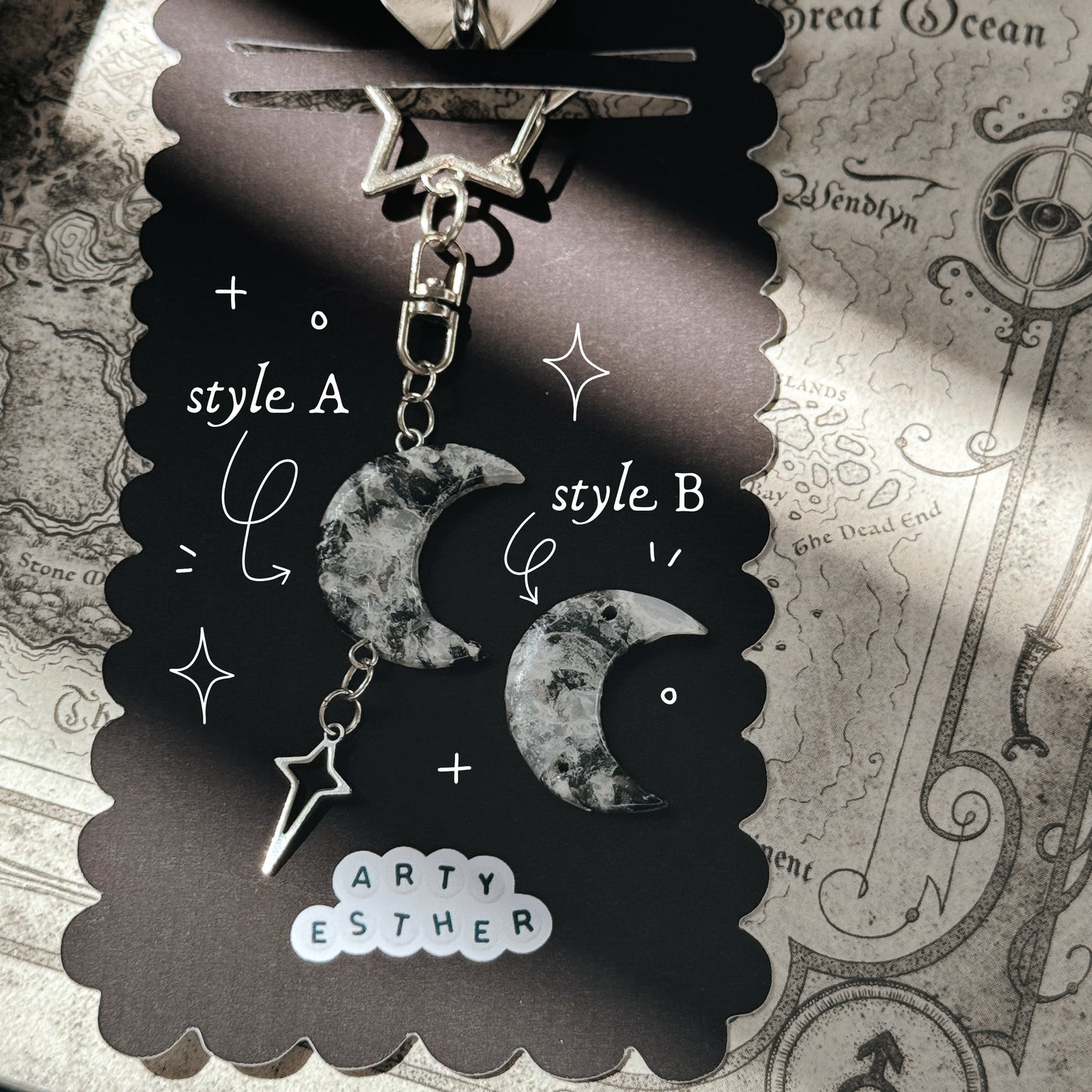 Crescent moon Kindle Charm - Black Oceanic