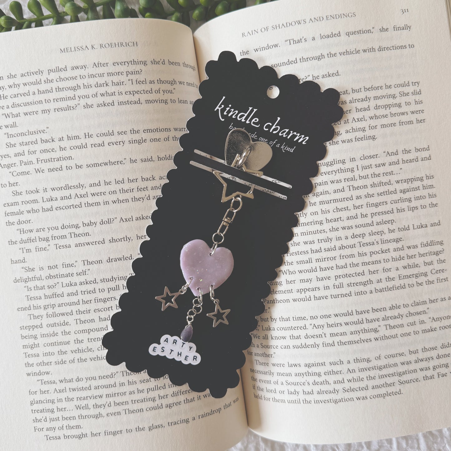 Lilac Opal heart Kindle Charm