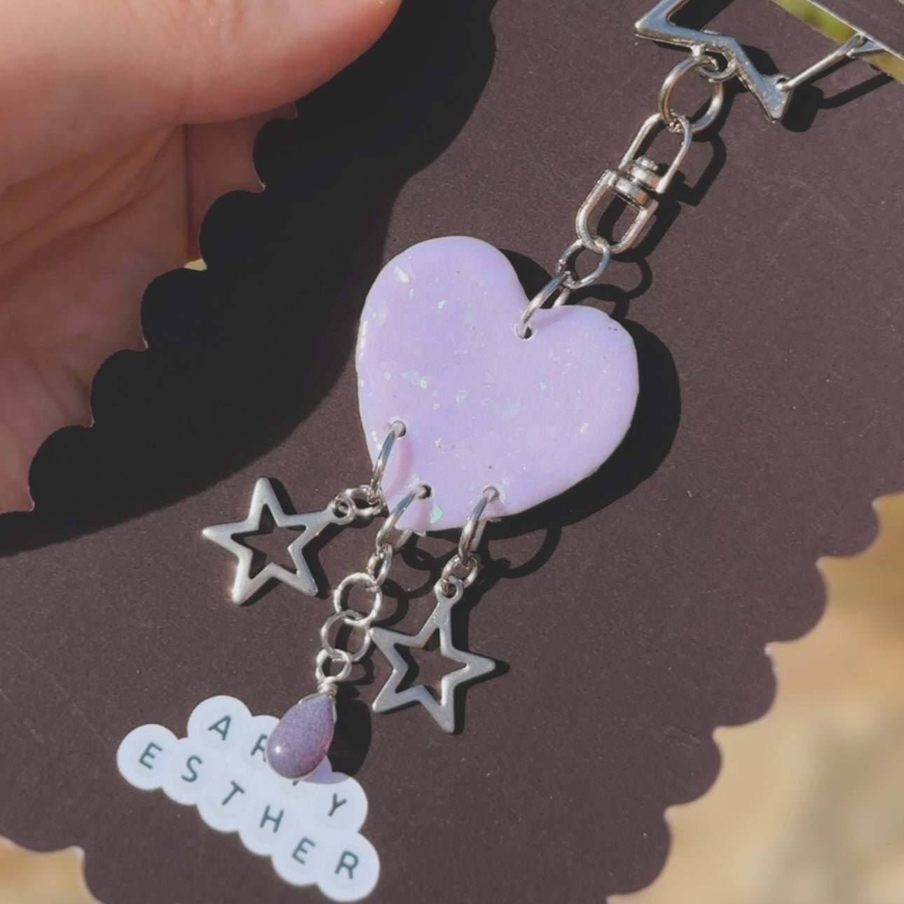 Lilac Opal heart Kindle Charm