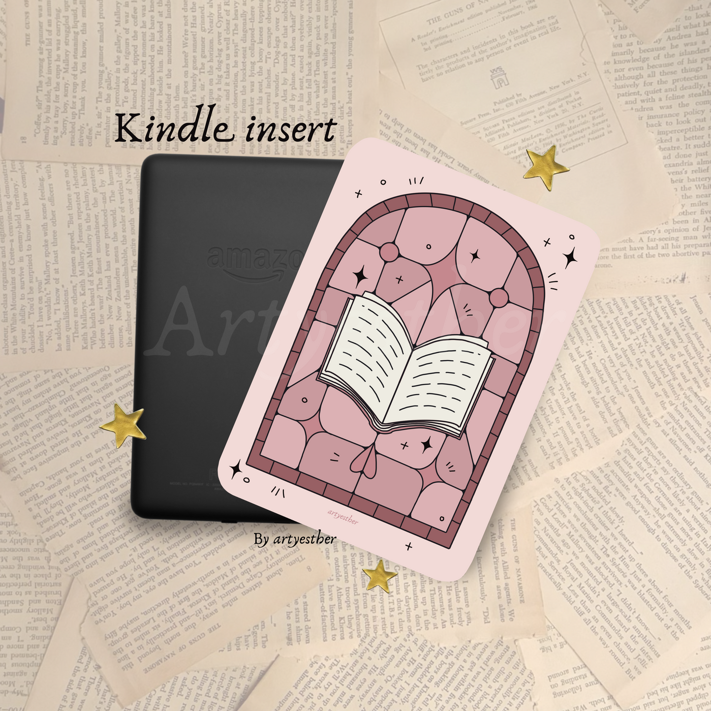 Book Stained glass window E-reader Insert