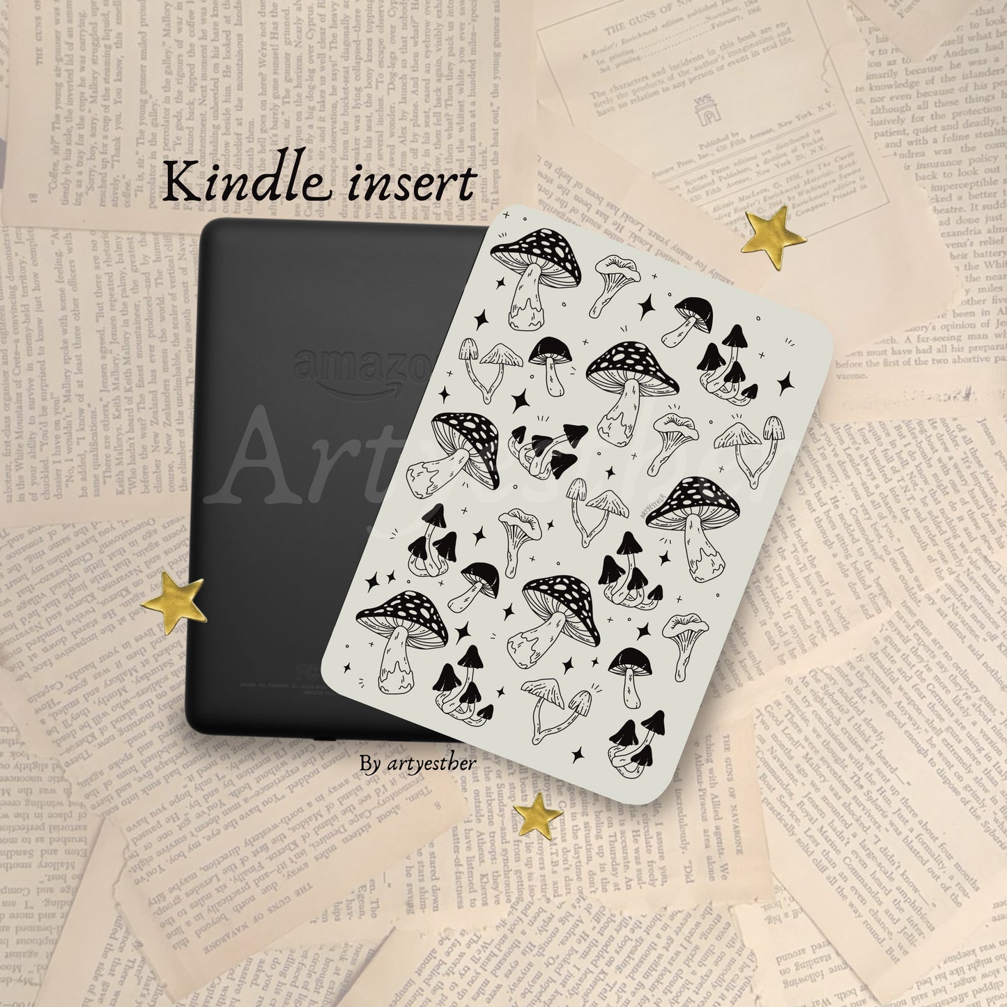 Whimsical Mushrooms E-reader Insert