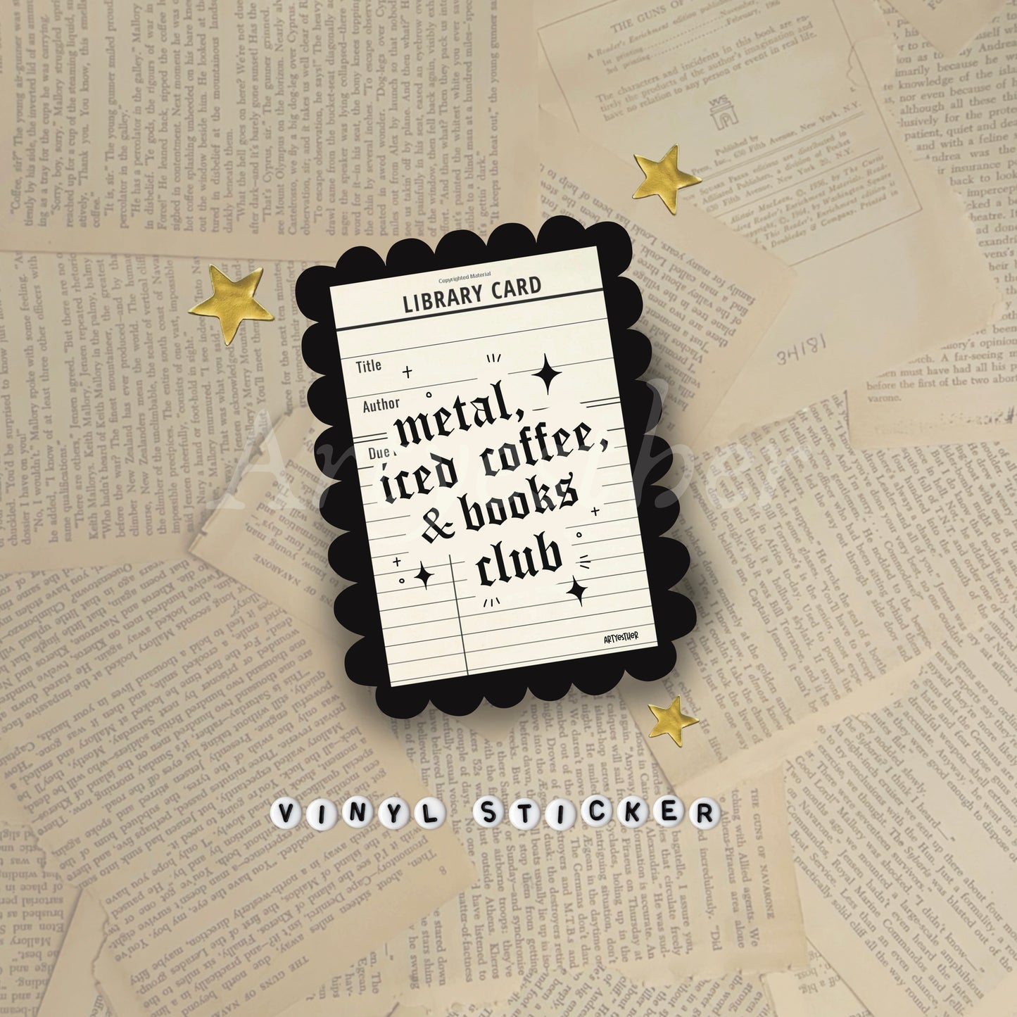 Metal, Iced Coffee and Books club Sticker