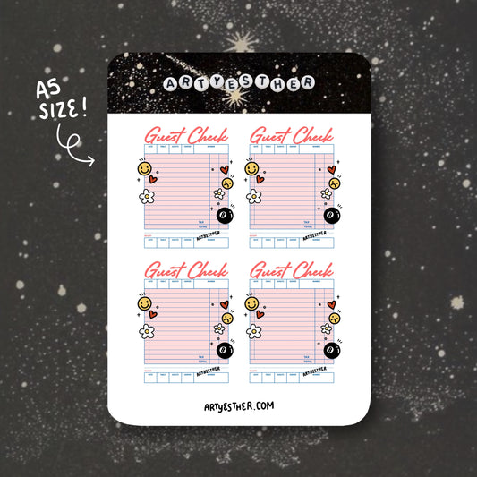 Guest check big sticker sheet