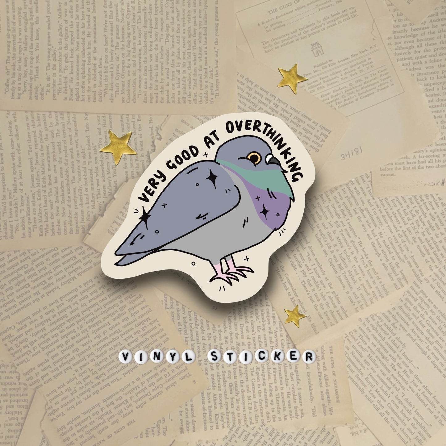 Really good at overthinking pigeon sticker